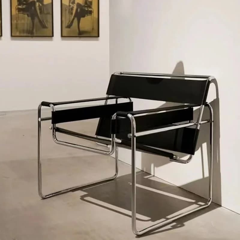 Fauteuil d'appoint de salon avec structure en fer, fauteuil de relaxation large en similicuir, faute