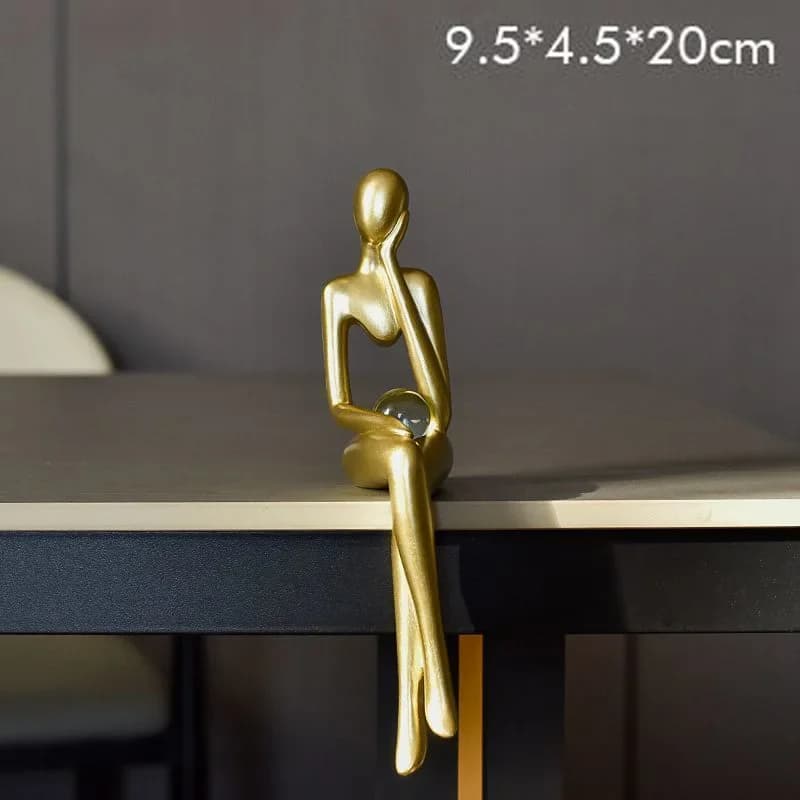 Sculpture de figurine abstraite en or de luxe, décoration de maison, bureau, armoire à vin, décor de
