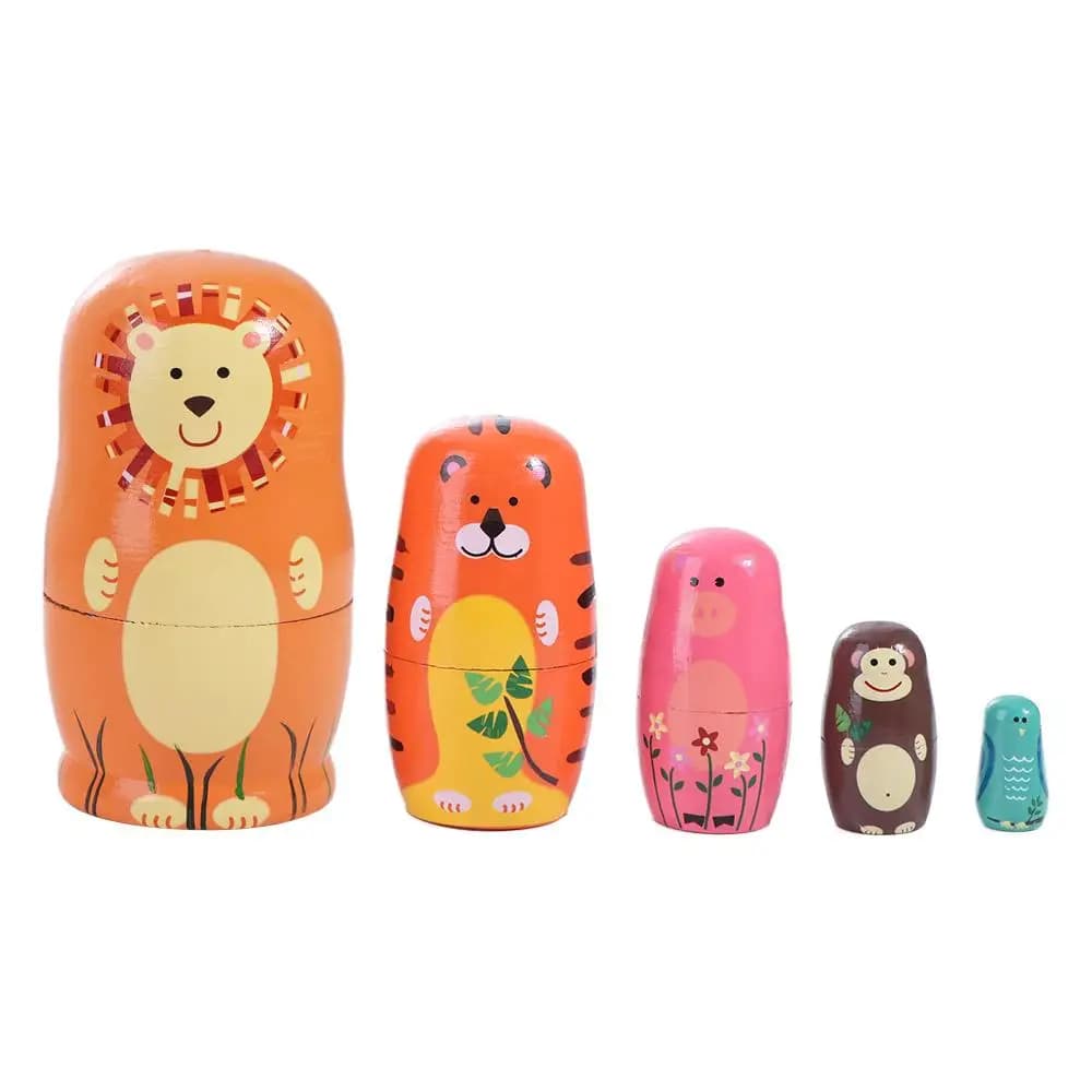 Ornement en bois, motifs d'animaux gigognes, décorations Matryoshka, empilage coloré fait à la main