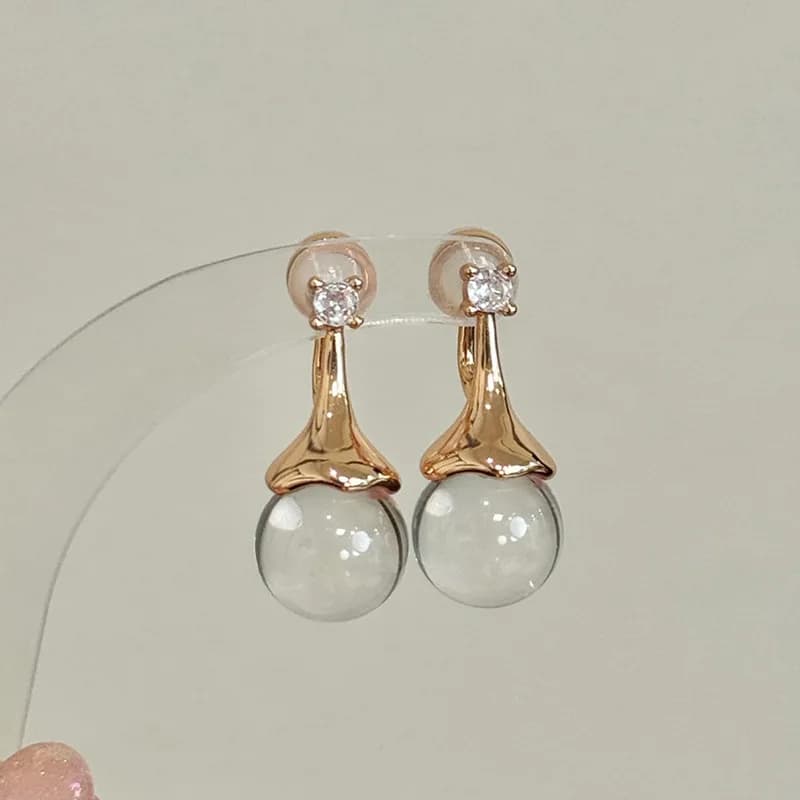 ANENJERY Champagne or blanc cristal boucles d'oreilles pour les femmes élégant Design de luxe Vintag