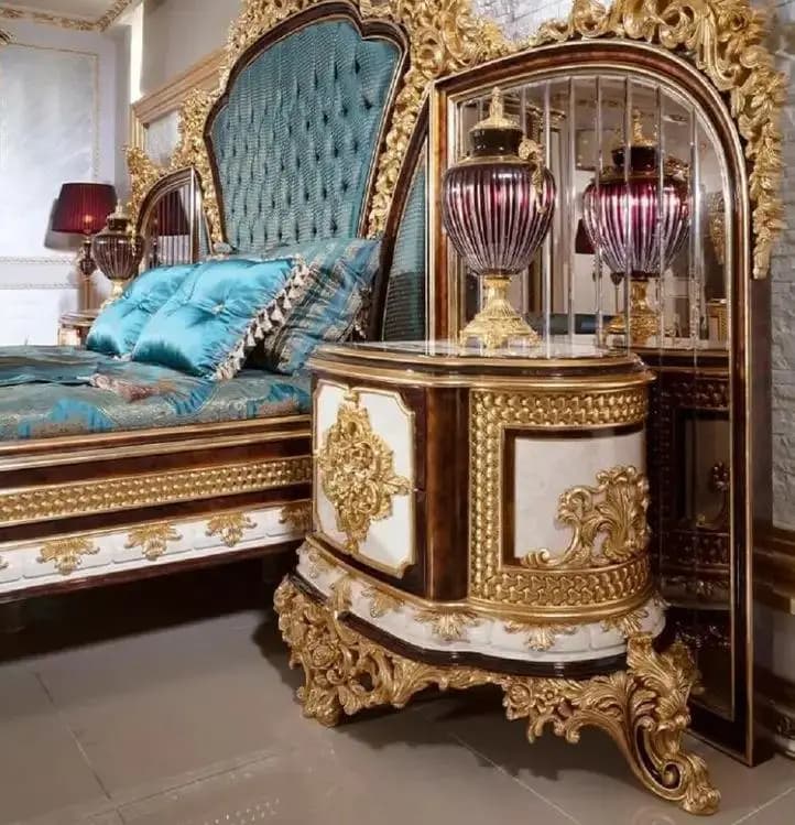 Ensemble de chambre à coucher de luxe turc, lit king size double capitonné, mobilier de chambre à co