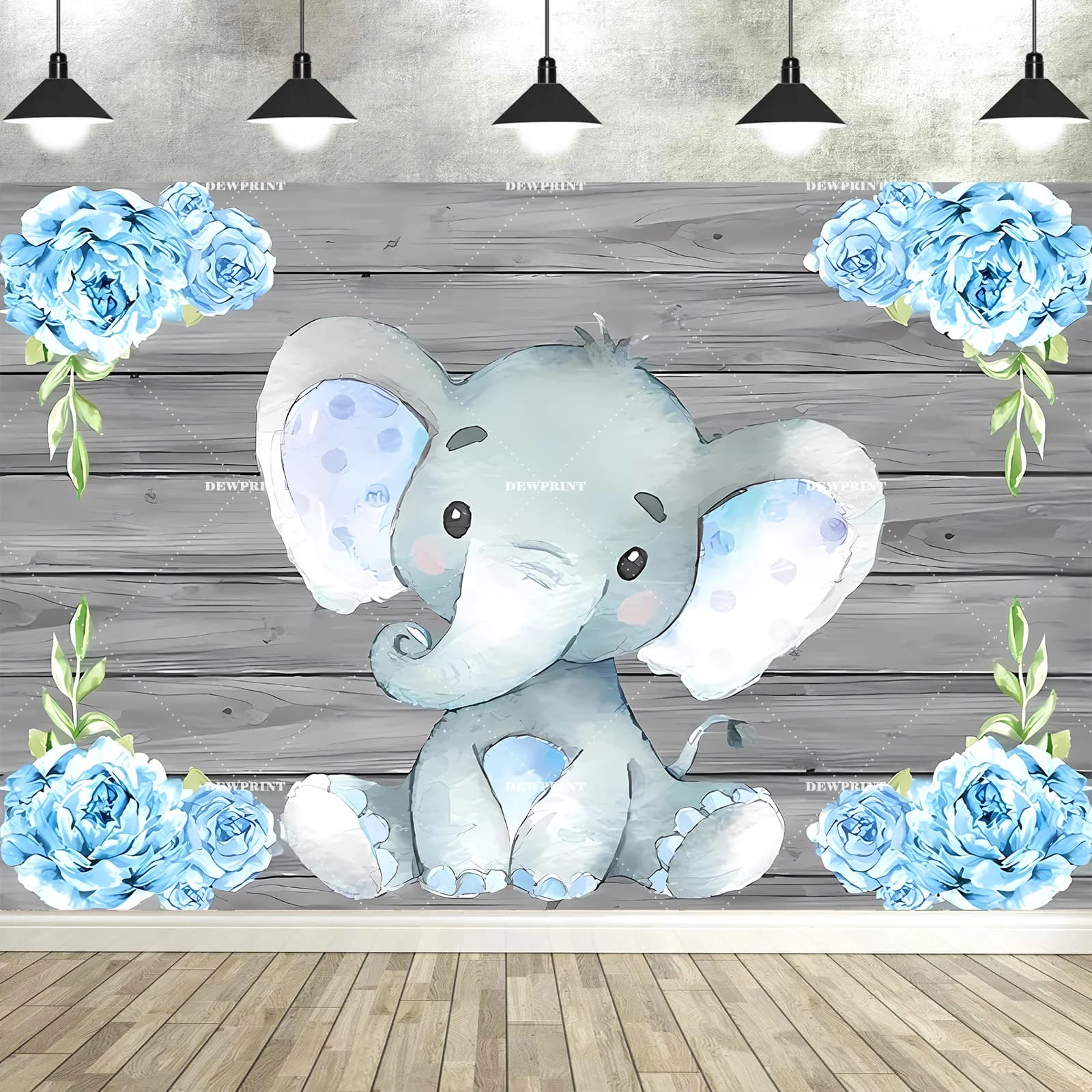Éléphant bébé douche photographie toile de fond bleu rose garçon fille sexe révéler fête d'anniversa