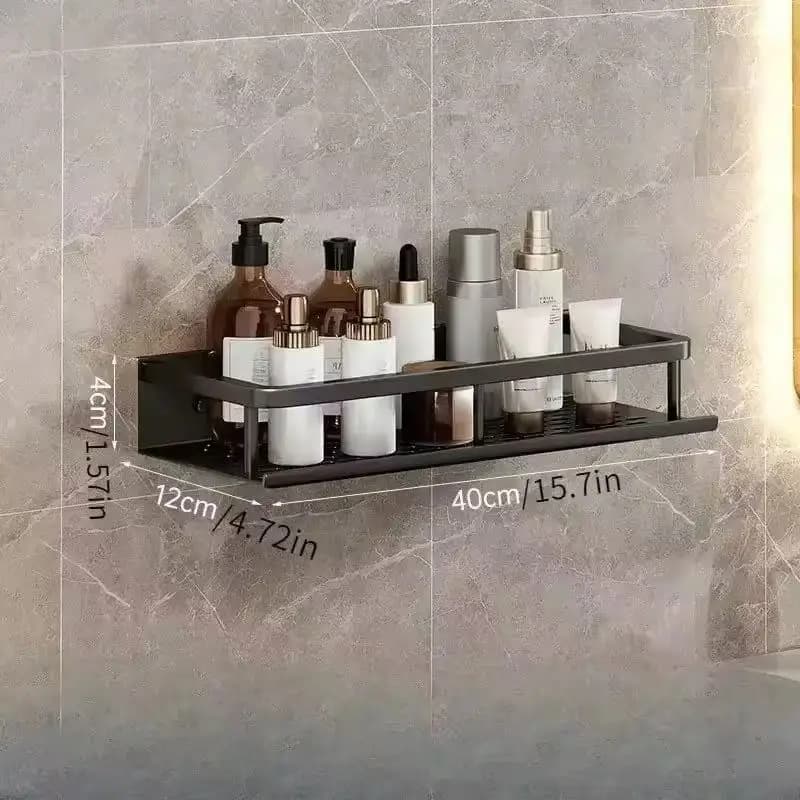 Étagère de douche murale sans perçage avec crochet amovible, auto-adhésive, à drainage rapide pour s