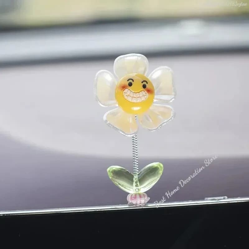 Modèle de tournesol en résine de dessin animé, décor de Console centrale de voiture, ornements de vo