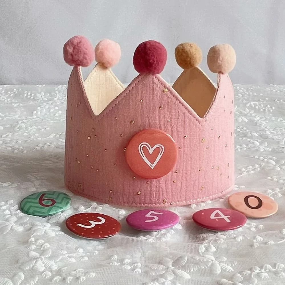 Couronne d'anniversaire personnalisée brodée avec le nom du bébé, chapeau de fête pour enfants, acce
