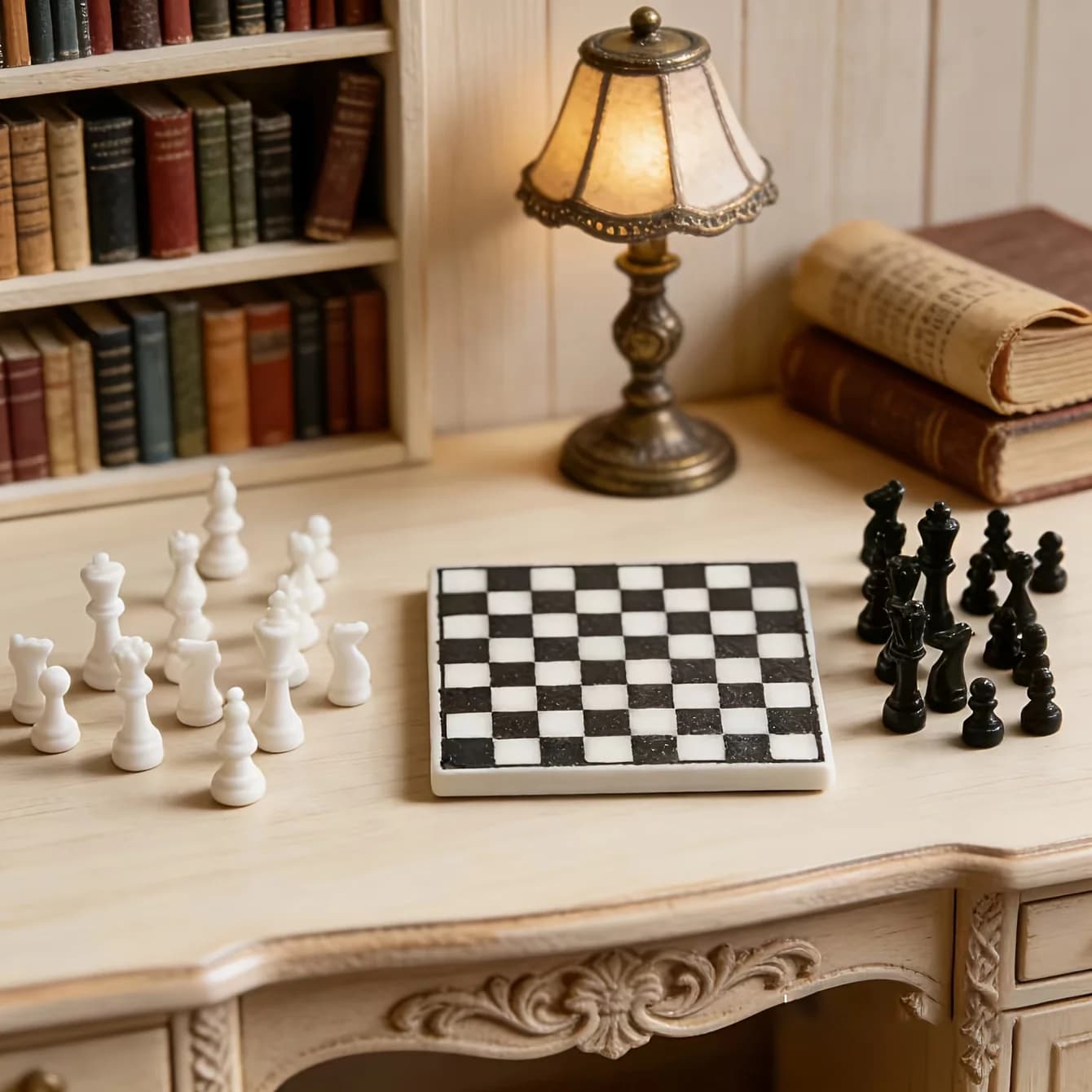 1 ensemble d'échecs miniatures créatifs avec plateau à damier noir et blanc, idéal pour décorer les