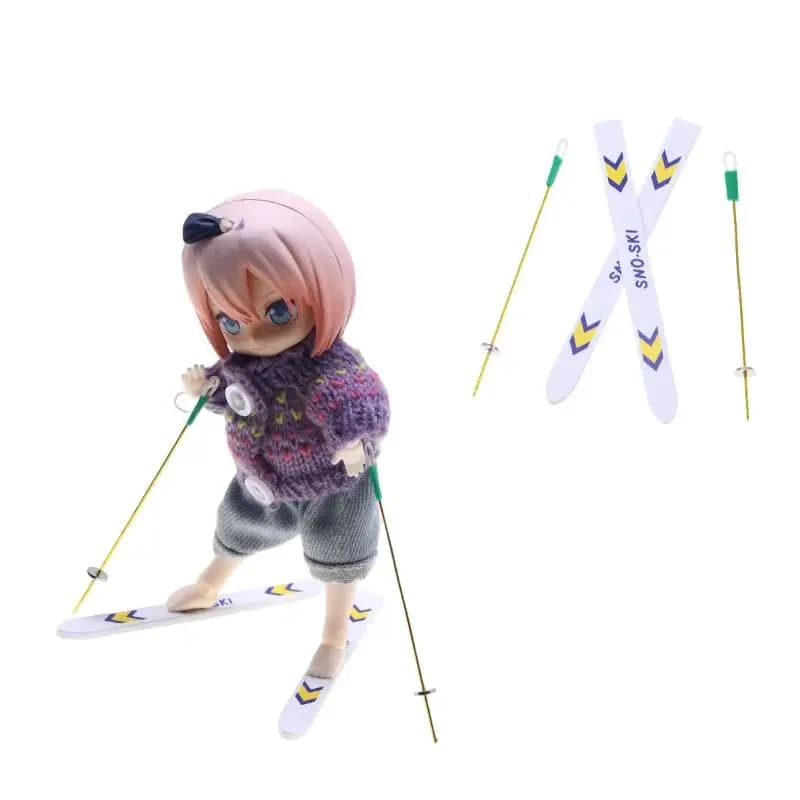 Ensemble de décoration de scène de Noël ; Planche de ski miniature en bois pour maison de poupée ; J