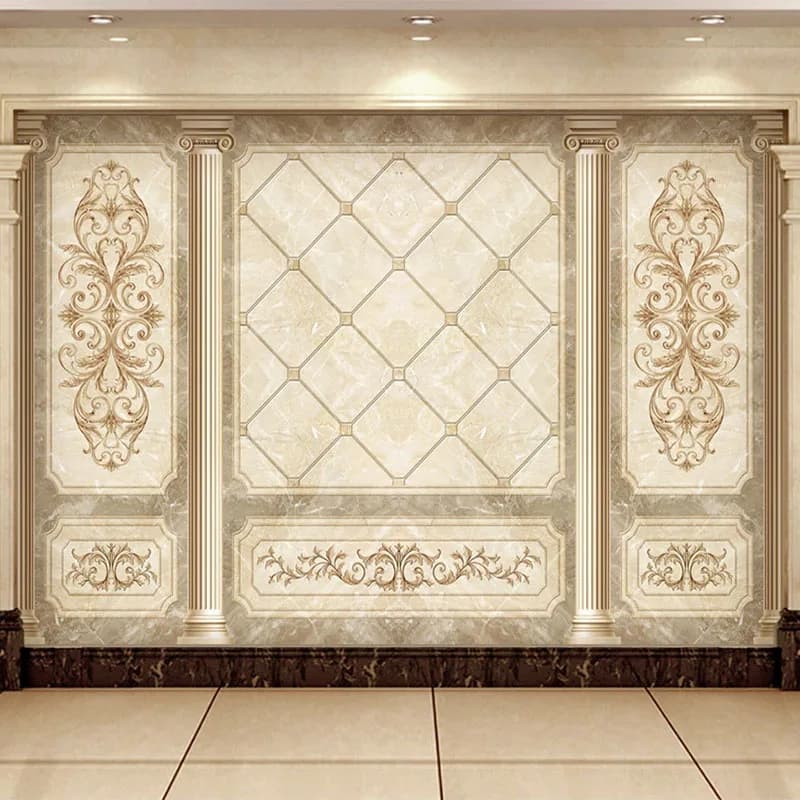 Papier peint mural 3D en marbre, art rétro européen personnalisé, papier peint de luxe pour salon, t