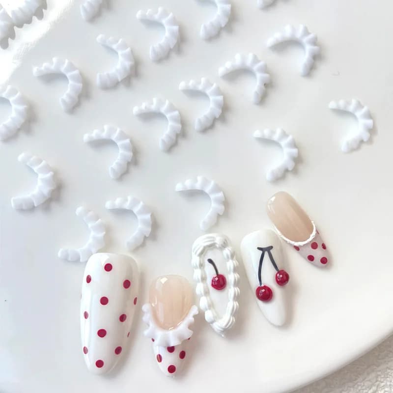 Décorations françaises en dentelle sculptée pour Nail Art, couleur unie, résine, décorations pour Na