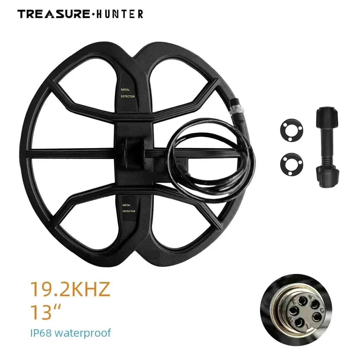 Bobine de recherche avec vis, accessoires de détecteur de métaux, étanche, professionnel, 19.2kHz, 1