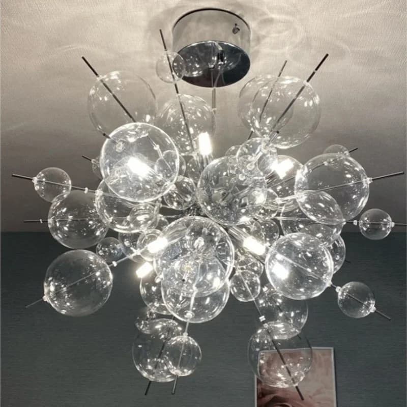 Nordique Chrome or métal pendentif LED lumière moderne artistique boule de verre lustres pour Restau