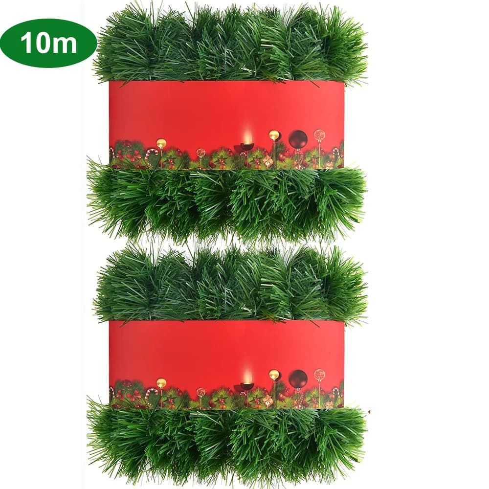 Guirlande de noël en pin artificiel, 10M, Non lumineuse, vert doux, décor de vacances pour intérieur