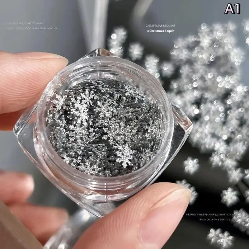 Flocons de neige hiver ongles paillettes scintillantes flocons de noël paillettes Nail Art décoratio