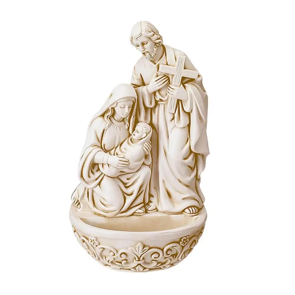 Fontaine à eau bénite, accessoire d'autel domestique, figurine en résine Saint Joseph Marie avec Jés