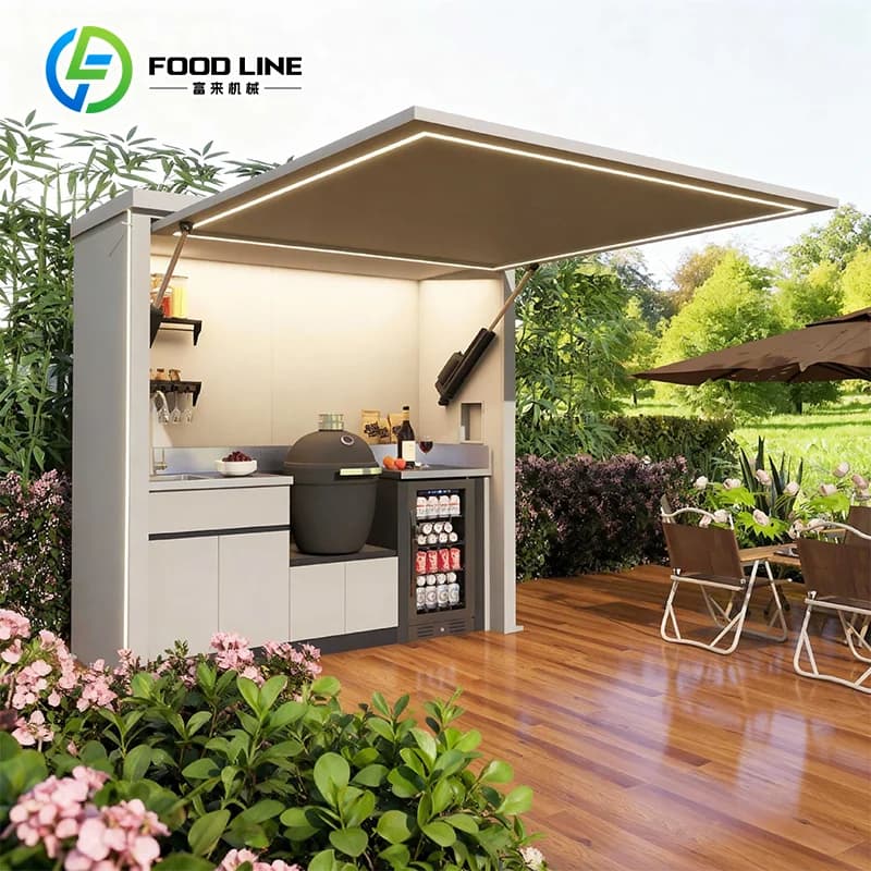 Cuisine extérieure DIY avec bar, design accueillant, la moins chère pour barbecue, camping, espace d