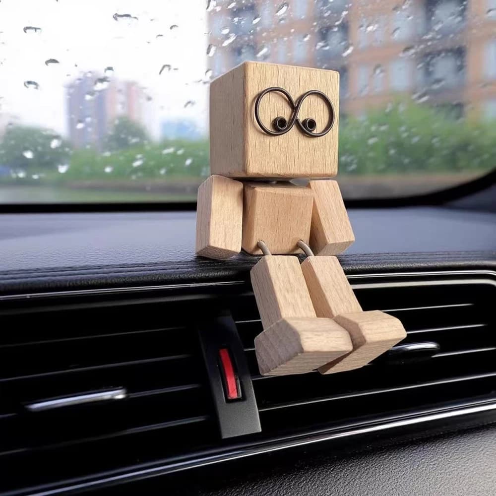 Figurine d'homme en bois secouant, petits ornements, décoration de voiture, Robot oscillant des jamb