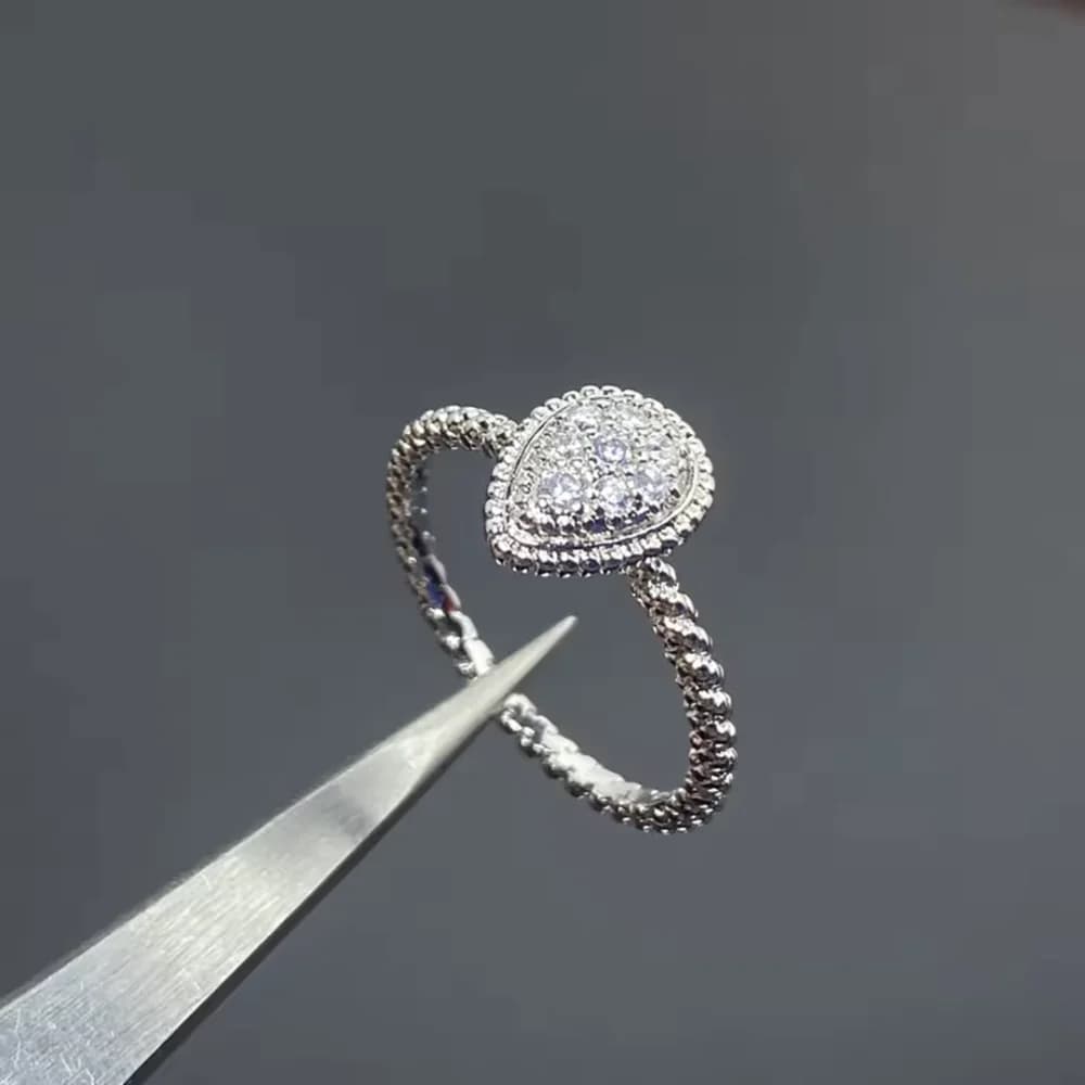 Bague ouverte en or 18 carats plaqué or avec diamant en forme de goutte d'eau, accessoire de mode él