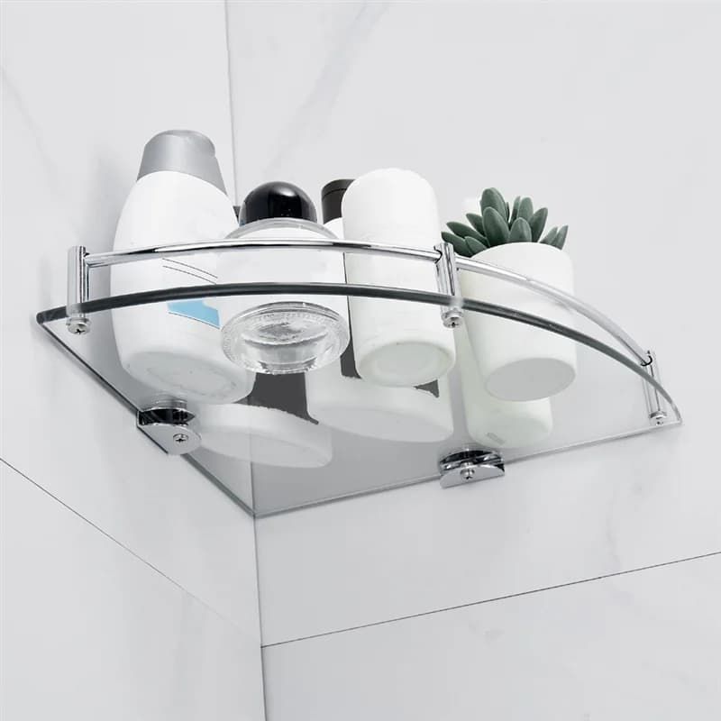AB66-étagères de salle de bain, étagère d'angle en verre de salle de bain Triangle murale, étagère e