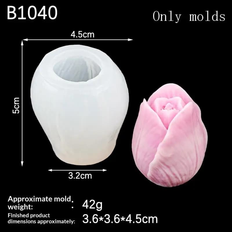 【Nice】 1 pièce Moule en silicone fait main pour bougies parfumées, fleurs (tulipe, rose), gâteaux, c