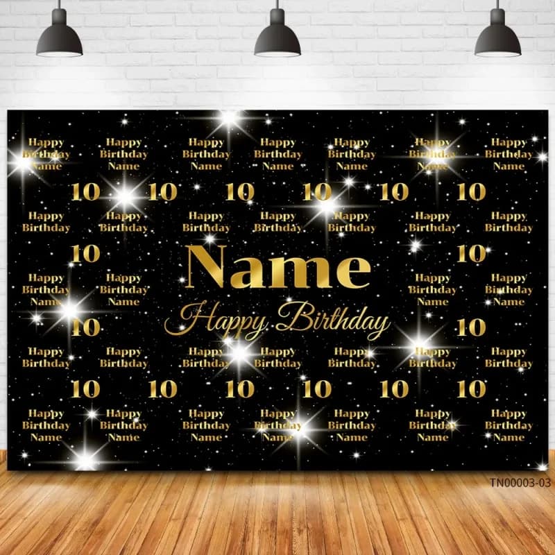 Toile de fond d'anniversaire personnalisée avec nom et âge – Fond de cabine photo personnalisé pour