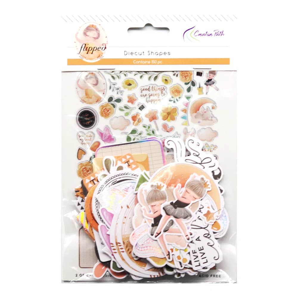 Creative Path 150 pièces de formes découpées en papier à design inversé, éphémères pour scrapbooking
