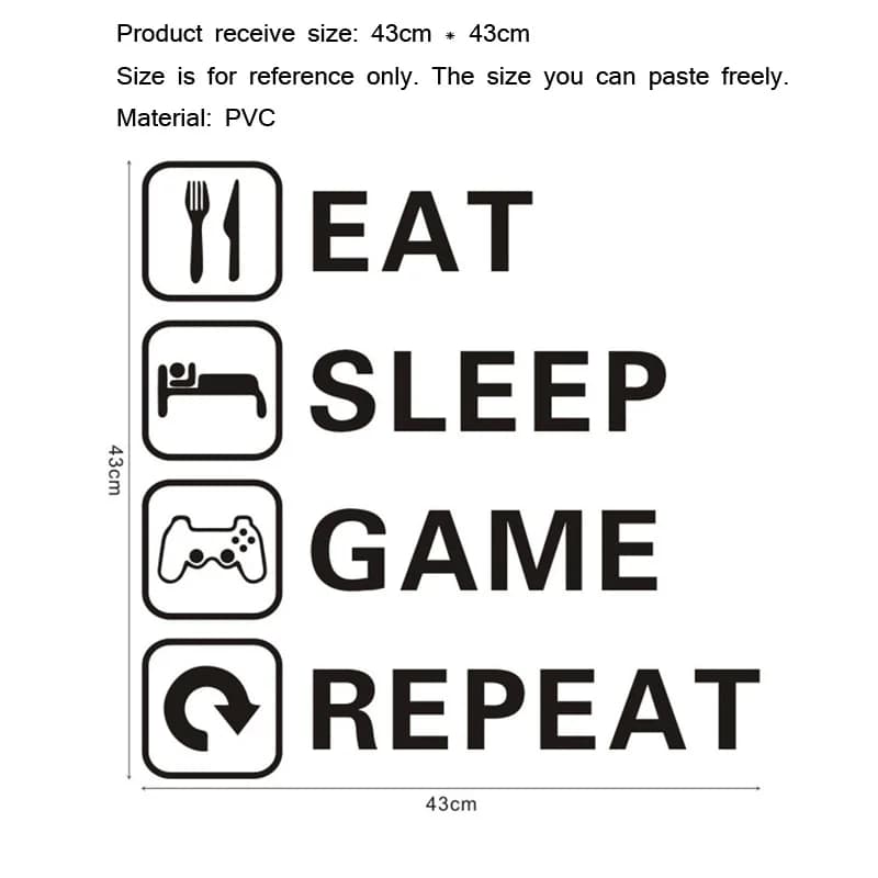 Autocollant Mural trilogie de jeu manger du sommeil