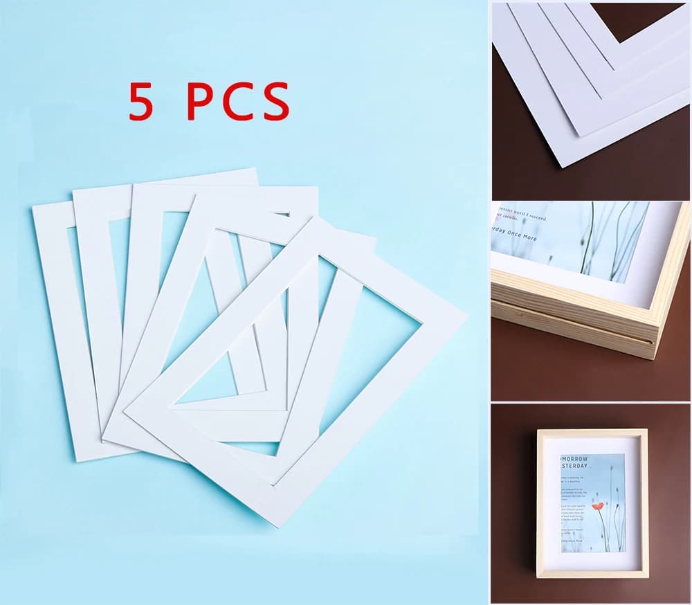 5 pièces pour cadres photo 6/7/8/10 pouces, tapis photo blanc, simple et pur, rectangulaires, supports en papier, surface texturée unique