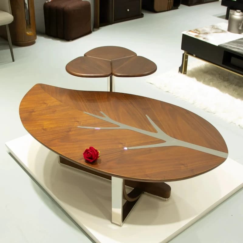 Table basse en bois irrégulière de style rustique pour salon, table d'appoint décorative pour jardin