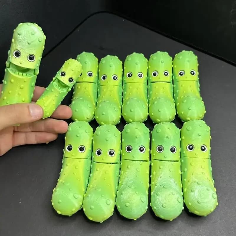 1 pièce Figurine articulée de concombre imprimée en 3D, courge verte, décoration d'intérieur, œuvre d'art unique et adaptable, sur le thème des légumes