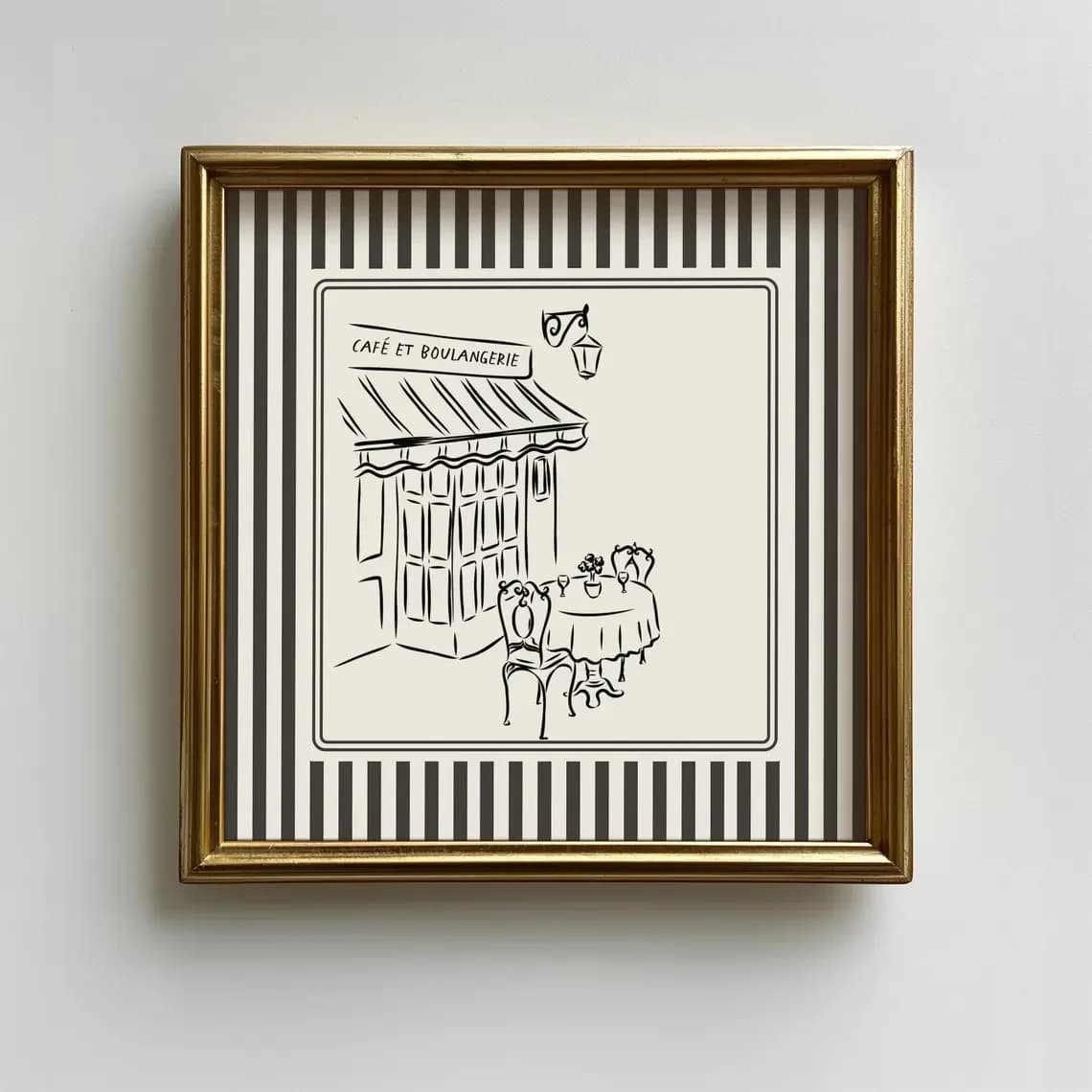 Superbe impression murale de café parisien – Illustration minimaliste au trait d'un classique «