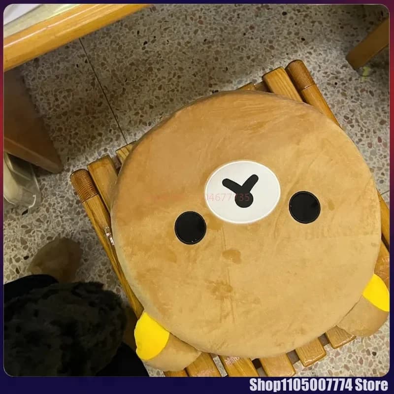Coussin ours Rilakkuma en coton, Kawaii, pour dortoir d'étudiants, salle de classe, chaise de bureau, peluche amovible et lavable, automne et hiver
