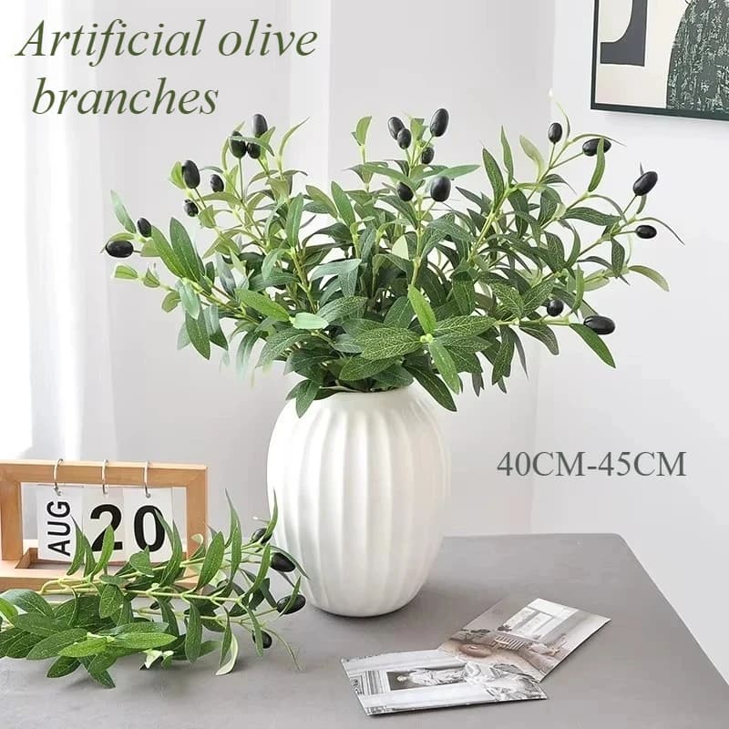 Branches d'olivier artificielles, feuilles de plantes vertes simulées, accessoires photo, décoration d'hôtel et de maison, arrangement de mariage, fruits d'olivier