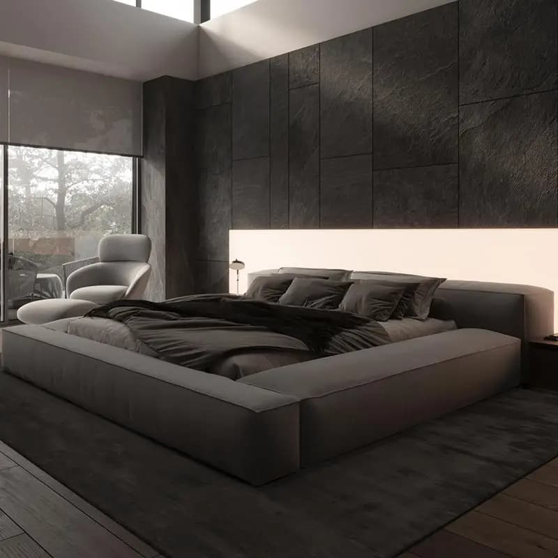Lit de luxe japonais minimaliste King tables de chevet lit français salon Double Muebles Para dortoir chambre meubles accessoires