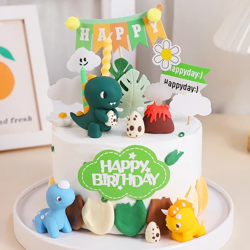 Décoration de gâteau d'anniversaire en forme de dinosaure pour enfant, décor de fête préChristophe