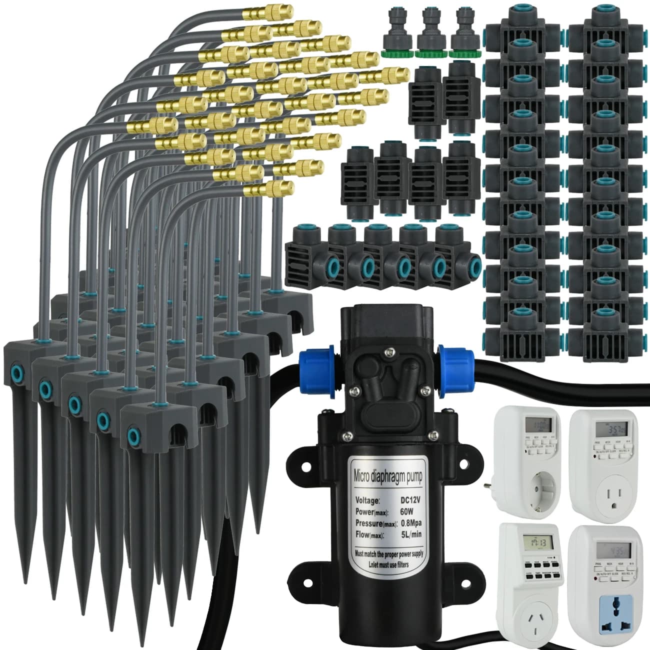 Système d'arrosage 5M-30M, kit d'irrigation goutte à goutte, brumisateur pliable à 360 °, arroseur de refroidissement en laiton, pompe auto-amorçante, pot de fleur de jardin bonsaï