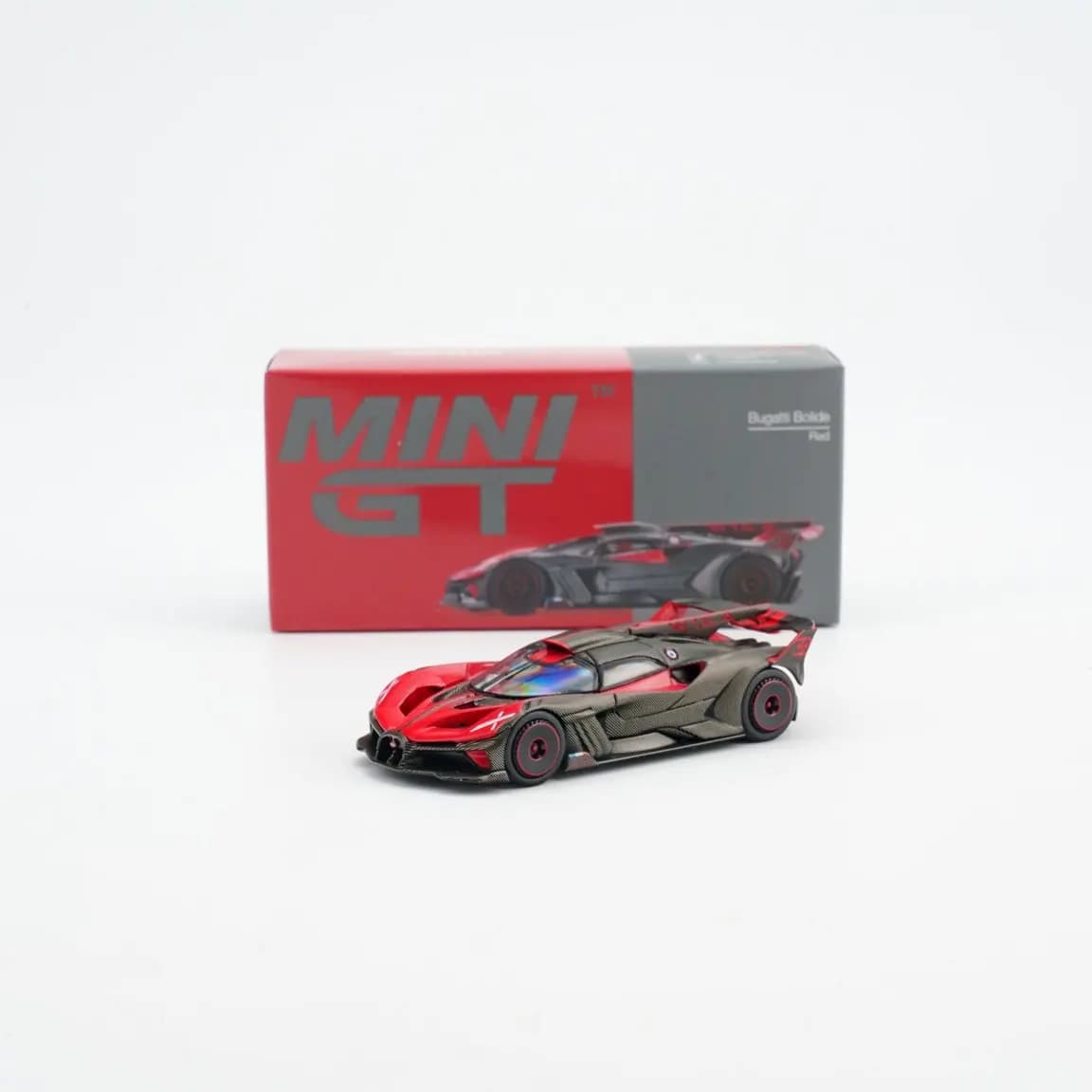 MINIGT 1:64 Bugatti Bolide Bleu / Rouge Modèle de Voiture Miniature