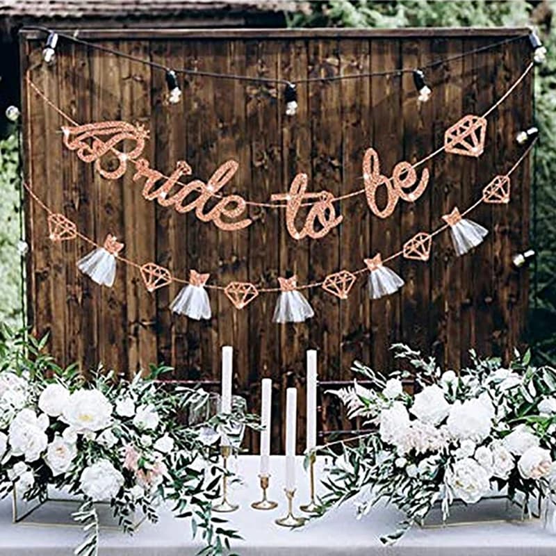 1 ensemble de bannière à paillettes en or Rose pour future mariée, fiançailles, mariage, douche nuptiale, banderole, guirlande décorative, fournitures de fête d'enterrement de vie de jeune fille