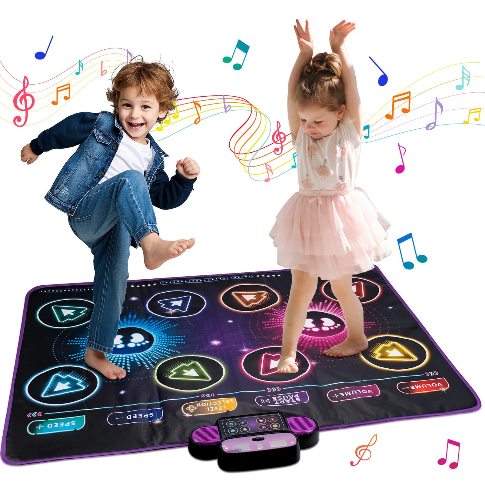 Tapis de jeu de danse électronique, tapis de danse interactif pour double joueur de musique intégré, pour usage domestique