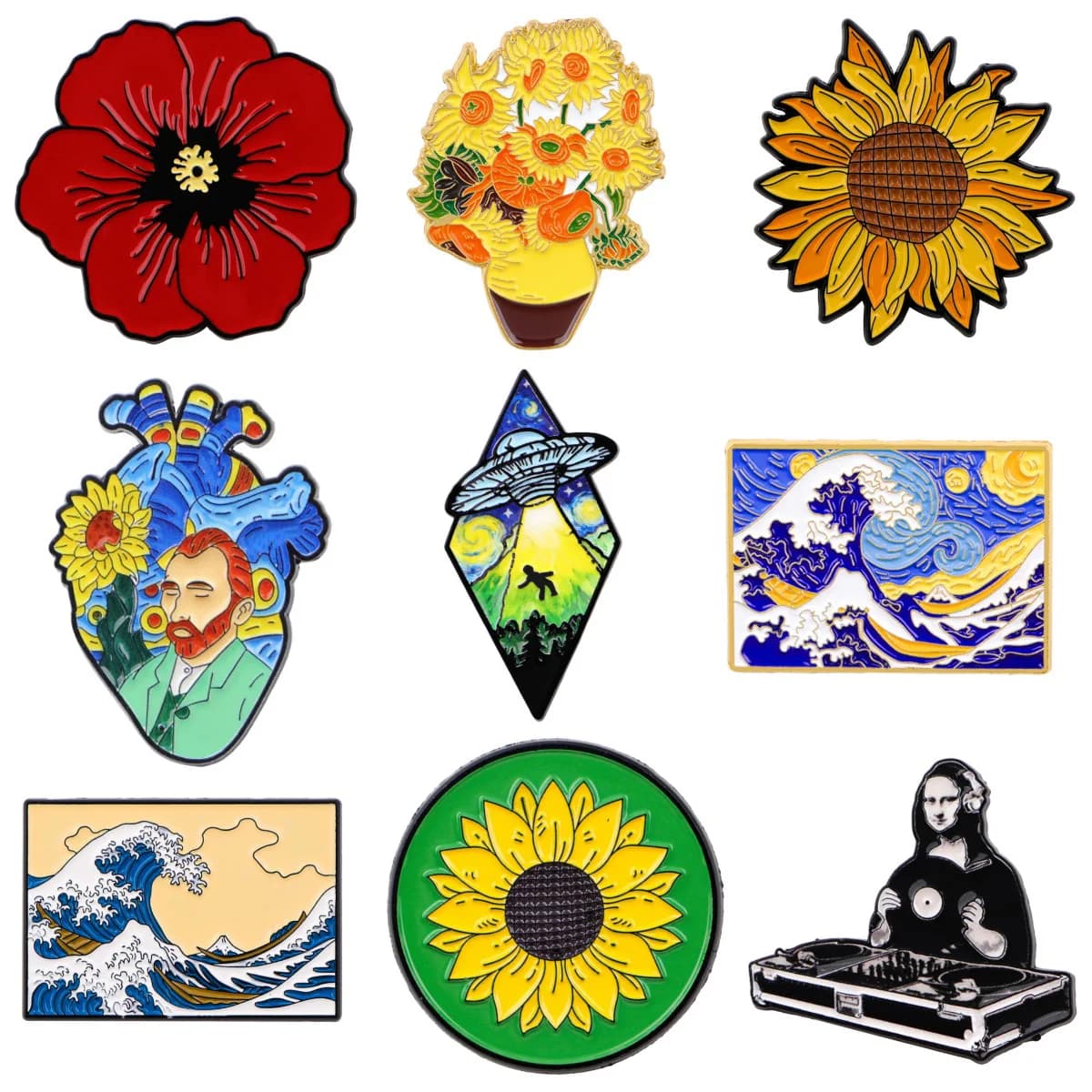 Broches de peinture artistique pour femmes, fleurs, émail, Badge en métal, bijoux, vêtements, sac à dos, accessoires, cadeau pour amis