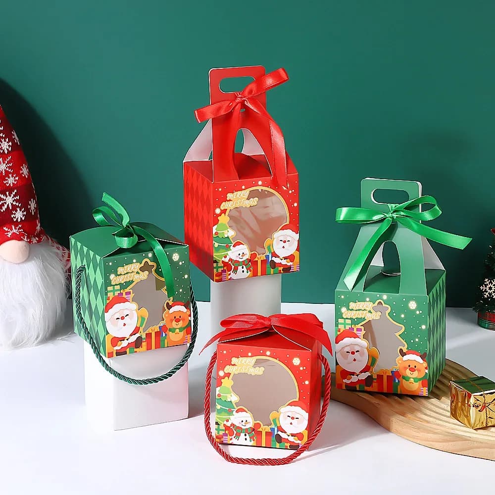 Boîte d'emballage cadeau de noël pour Apple, fenêtre creuse, boîte à bonbons transparente, petite boîte-cadeau portative, nouveau Style 2024, fournitures pour la maison