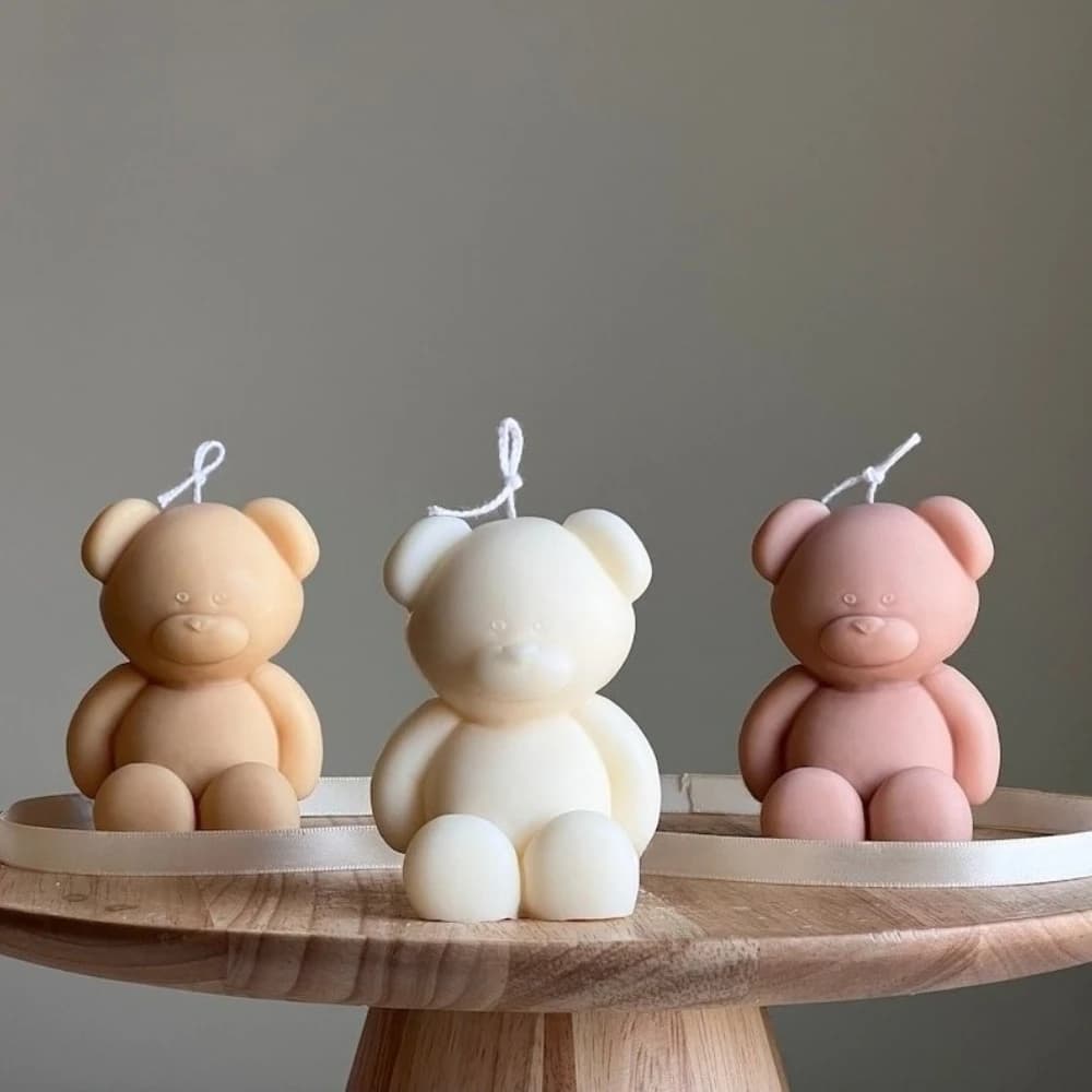 Moule 3D en Silicone pour bougie ours en peluche assis, bougie parfumée animale, moule en résine, Souvenirs de mariage, gypse, décoration de maison, fabrication artisanale