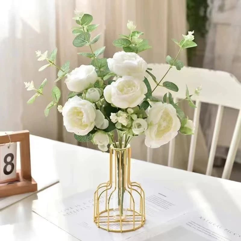 1 ensemble de vases dorés en métal pour fleurs