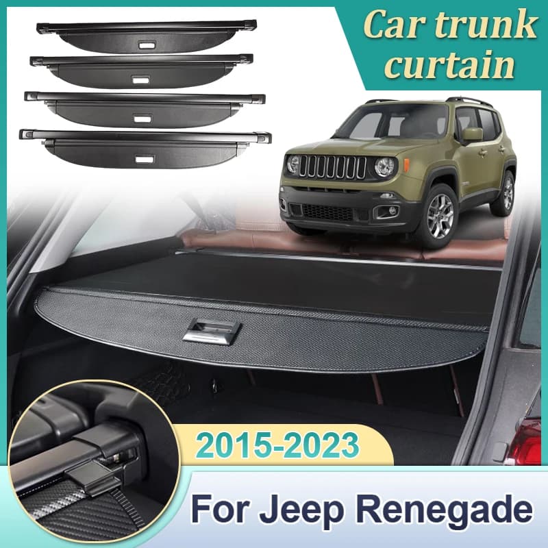 Pour Jeep Renegade accessoires 2015 2016-2023 couverture de chargement arrière de voiture Auto coffre arrière coffre rouleau cloison bouclier de sécurité Anti-peep