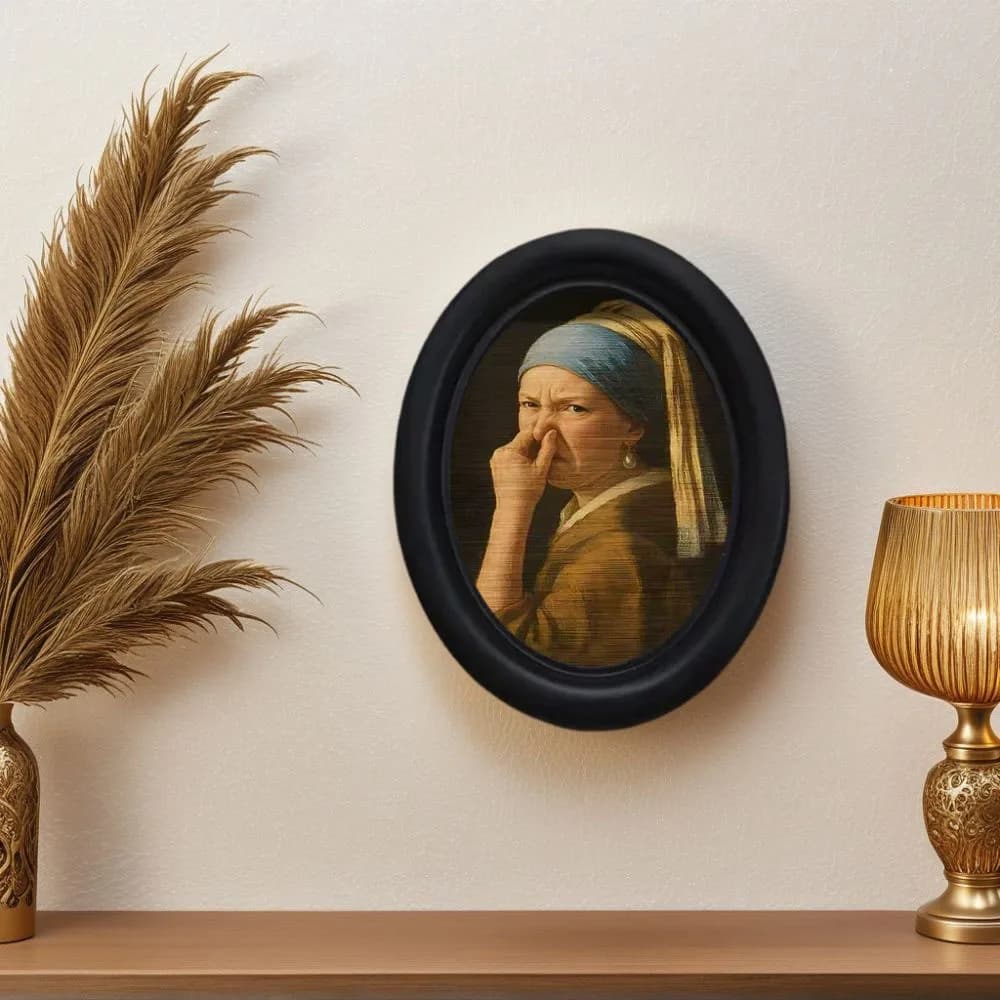 1 pièce de décoration murale miniature pour fille avec un design original, peinture décorative encadrée avec des expressions amusantes et exagérées, mini peinture suspendue en bois, décoration unique