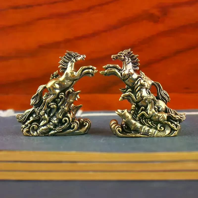 Statue de chevaux au galop Vintage en laiton massif