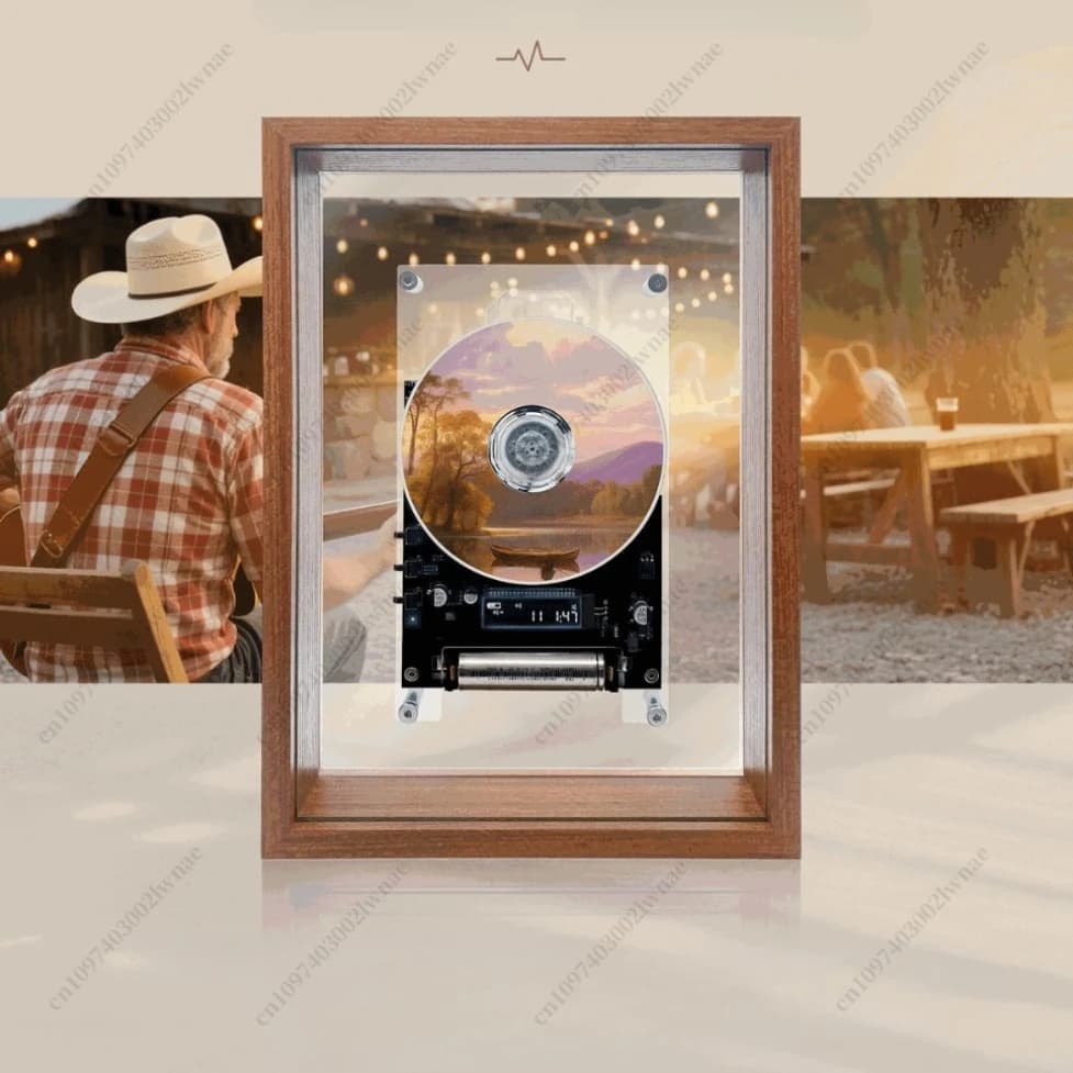 Cadre photo musical avec lecteur CD, cadre photo mural en acrylique transparent avec lecteur Bluetooth