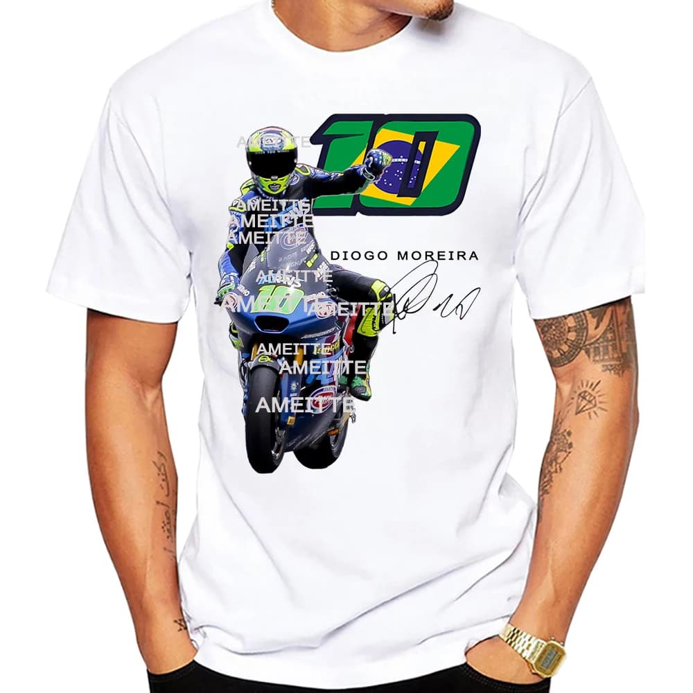 Diogo Moreira 10 GP course brésilien cavalier légende T-Shirt nouveaux hommes à manches courtes Cool garçon moto course Sport t-shirts hauts blancs
