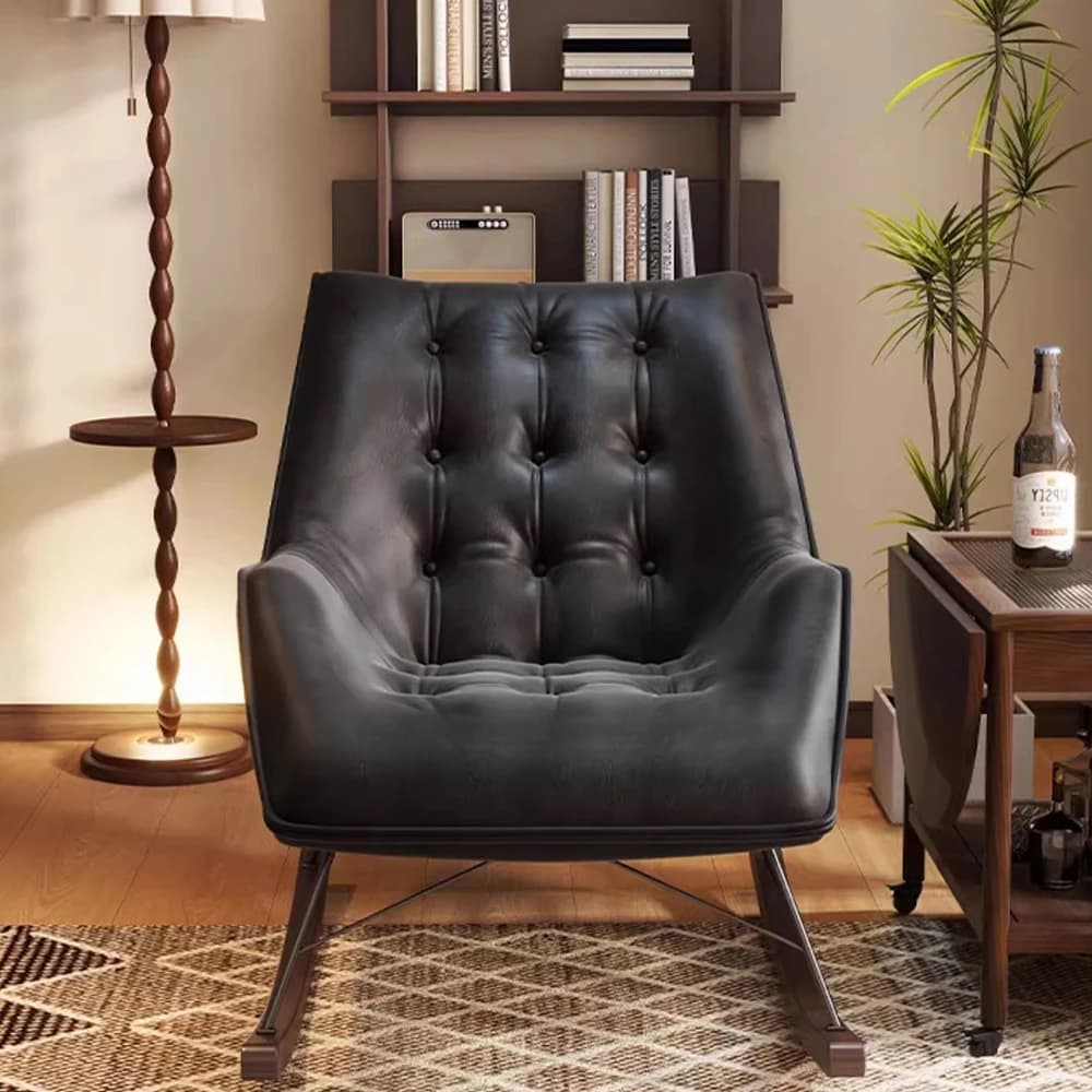 Chaises modernes noires salon luxe repose-pieds à bascule