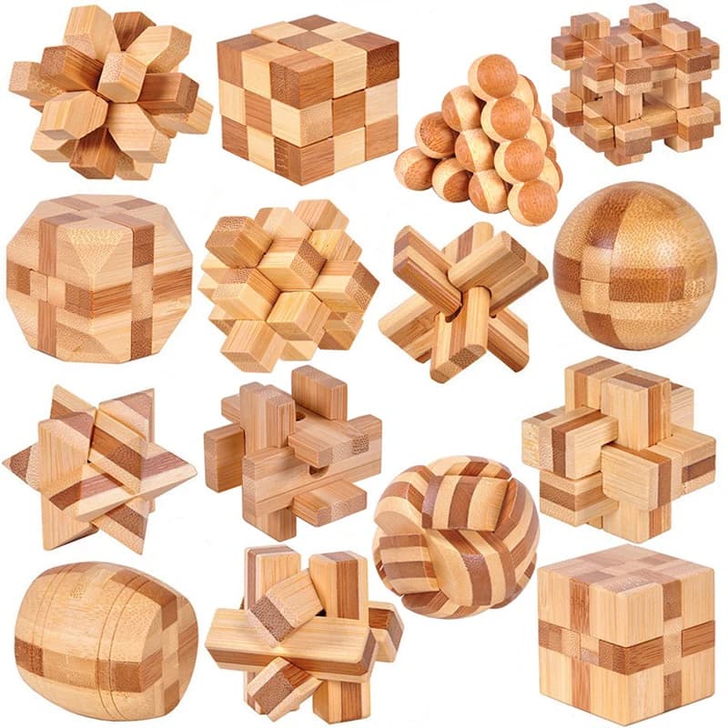 Petit casse-tête Lu Ban Lock IQ, jouet éducatif pour enfants, jouets de déverrouillage Kong Ming en bois, jeu de Puzzle 3D Montessori pour adultes