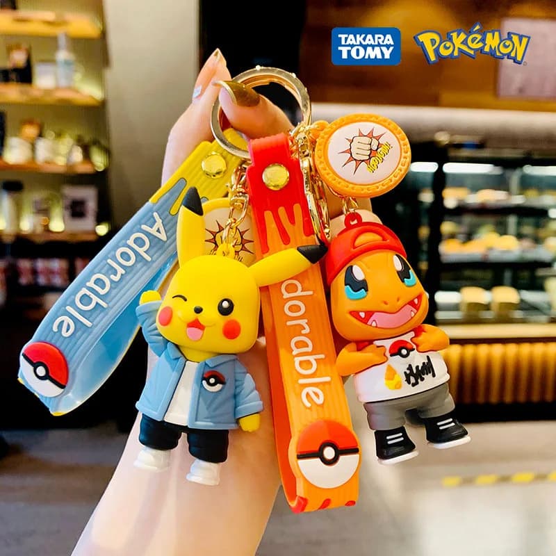 Porte-clés Pokemon figurines d'anime Pikachu, dessin animé, Charmander Psycanard, sac de mode, pendentif, accessoires, jouet, cadeau pour enfant